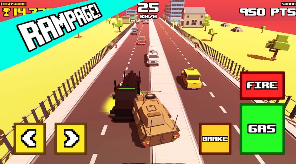 疯狂之路坦克横冲直撞游戏手机版（crazy road: tank rampage） v0.1